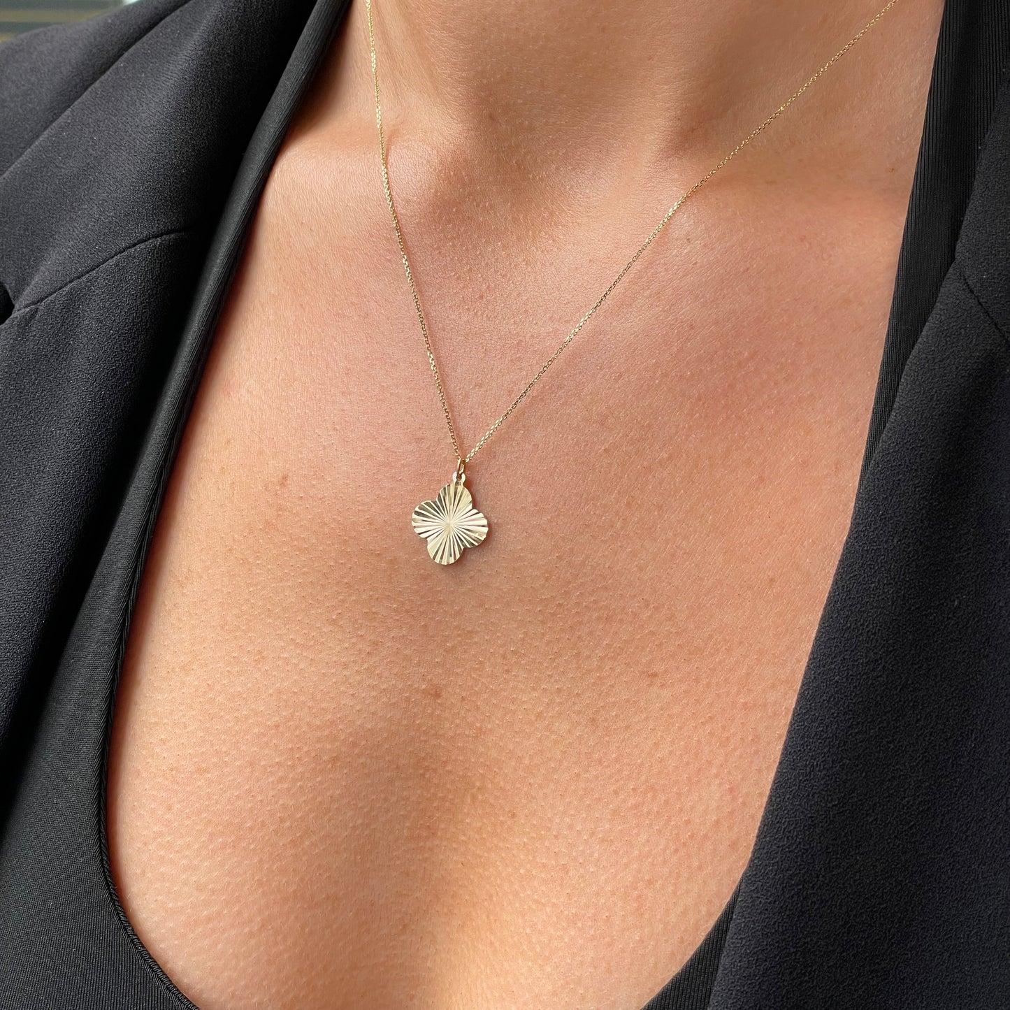 9ct Gold Radiant Quatrefoil Necklace - John Ross Jewellers