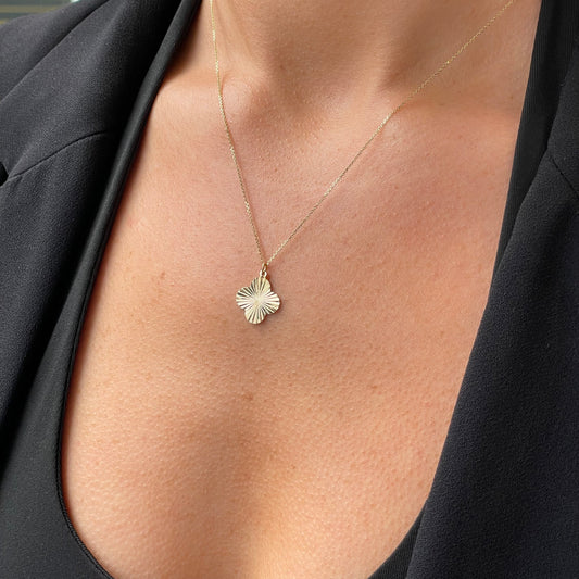 9ct Gold Radiant Quatrefoil Necklace - John Ross Jewellers