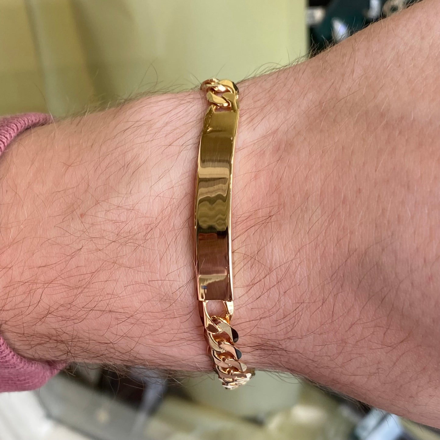 9ct Gold Curb Identity Bracelet - Heavy
