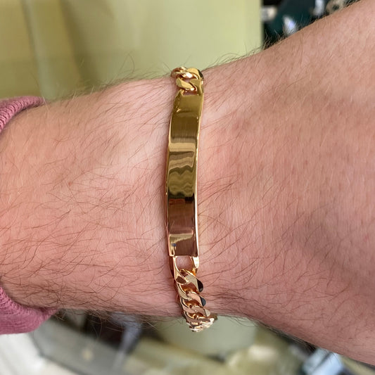 9ct Gold Curb Identity Bracelet - Heavy
