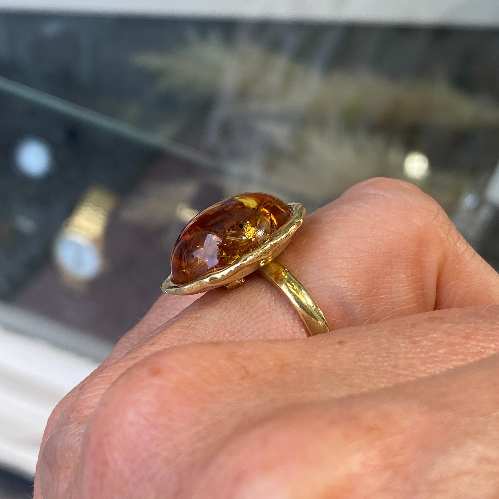 Amber Egg Shaped Ring - John Ross Jewellers