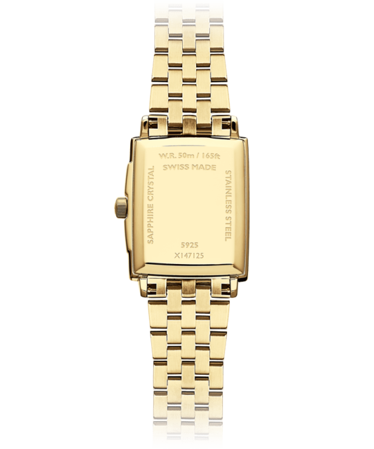 Raymond Weil Lady TOCCATA Rectangular 22.6 x 28.1 mm Gold, Roman Numerals - John Ross Jewellers