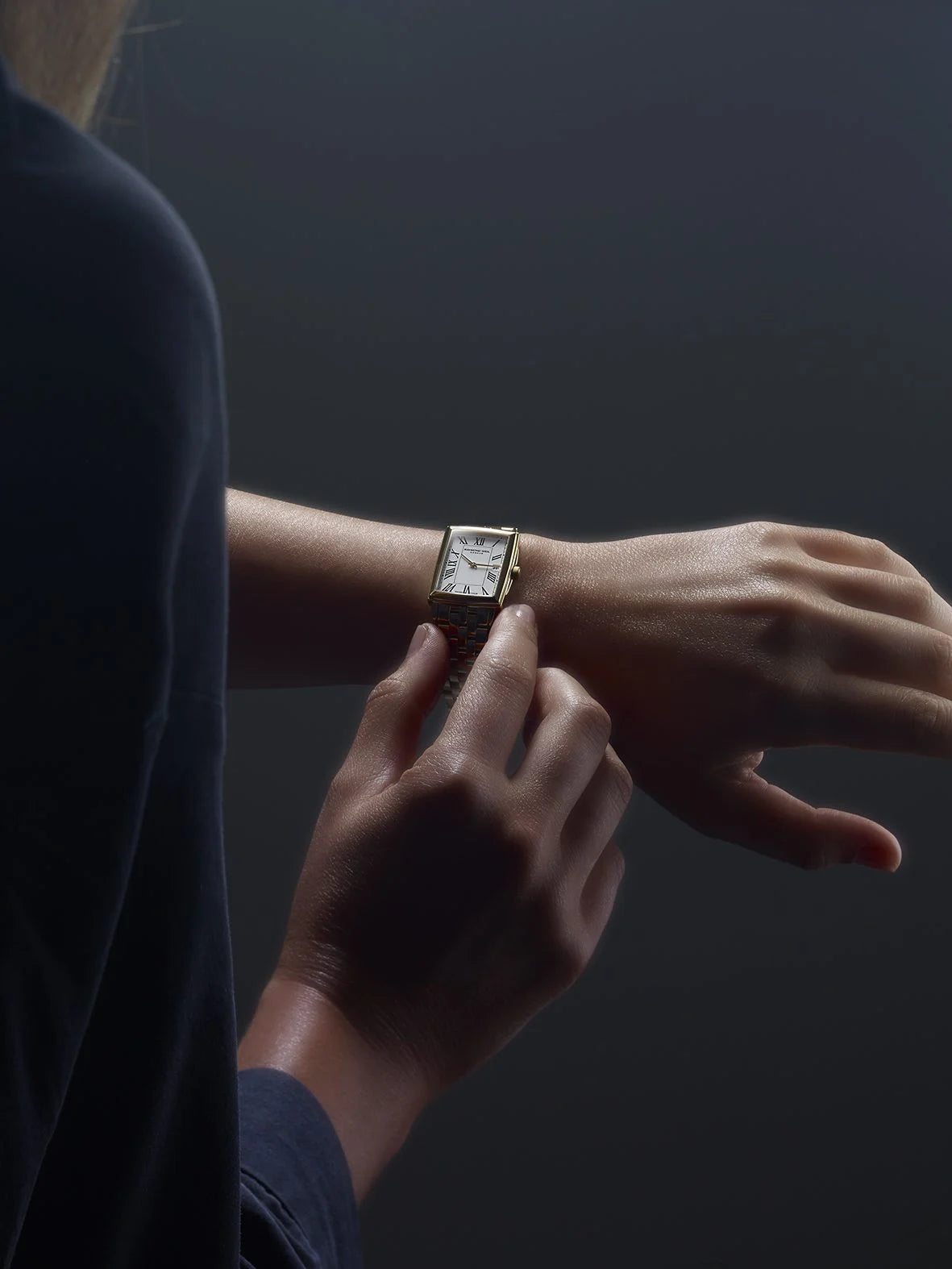 Raymond Weil Lady TOCCATA Rectangular 22.6 x 28.1 mm Gold, Roman Numerals - John Ross Jewellers