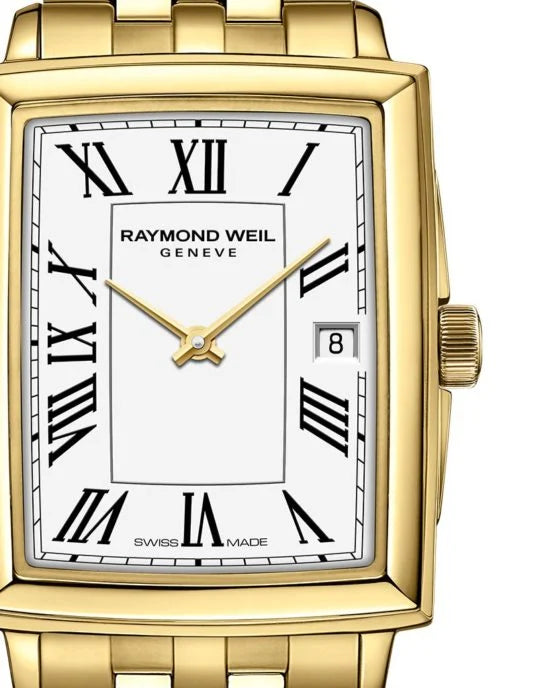 Raymond Weil Lady TOCCATA Rectangular 22.6 x 28.1 mm Gold, Roman Numerals - John Ross Jewellers