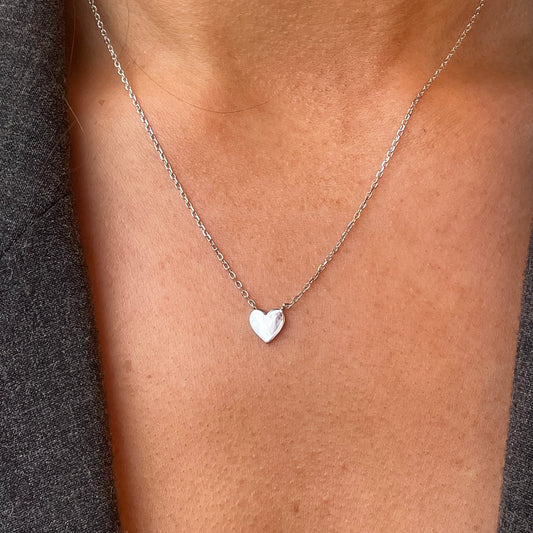 Silver Heart Disc Necklace | 40+5cm