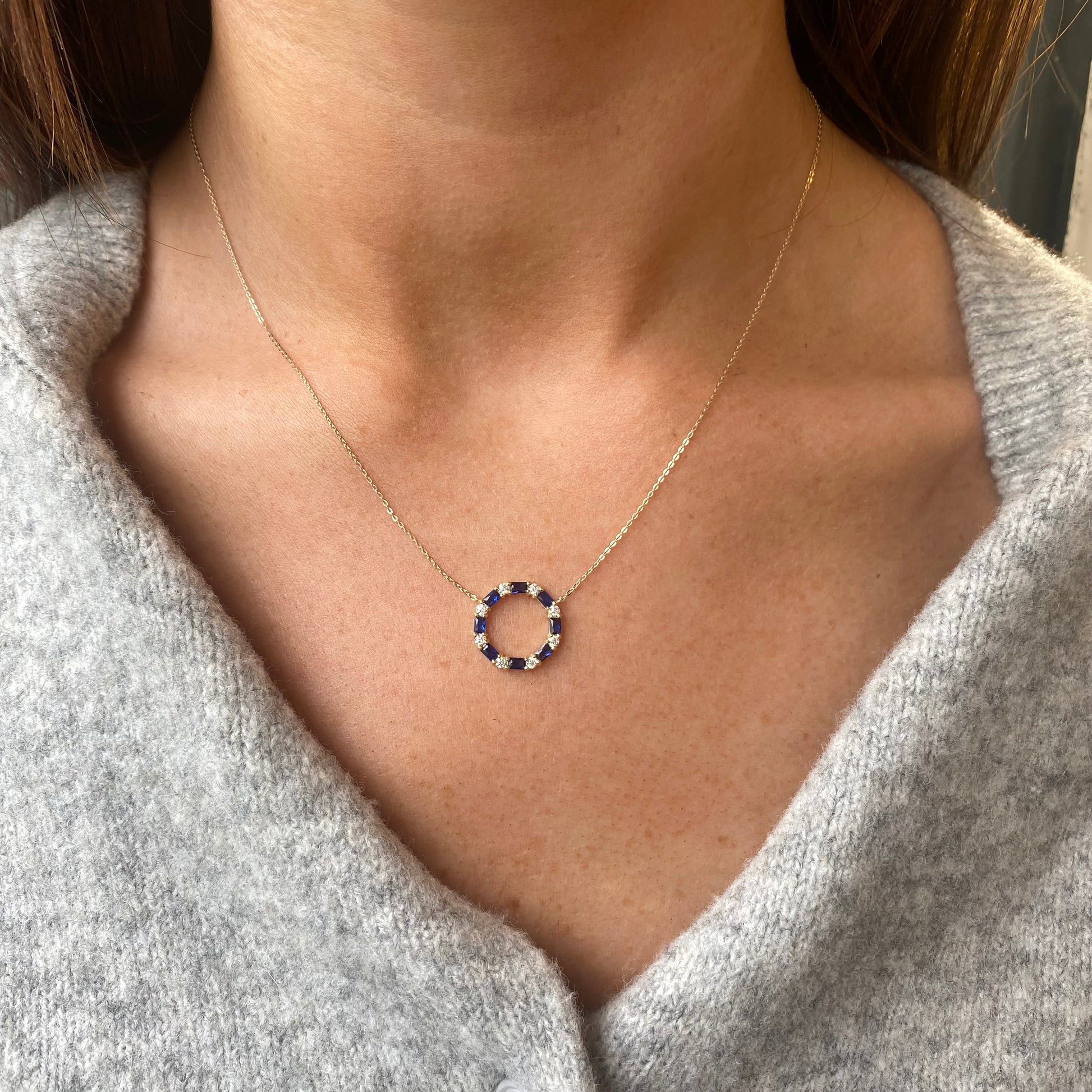 9ct Gold Sapphire CZ Eternity Necklace - John Ross Jewellers