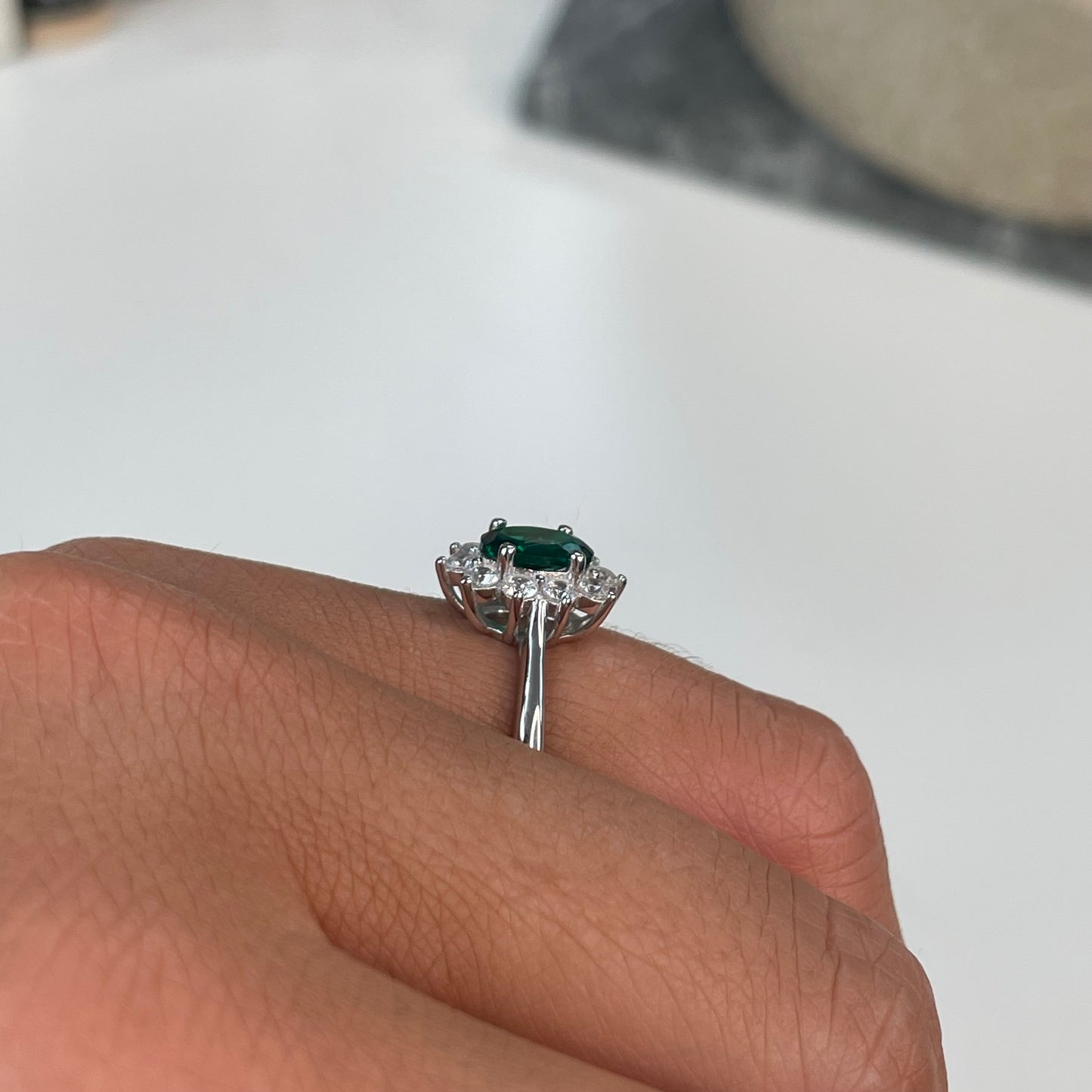 Silver Green CZ Diana Ring - John Ross Jewellers