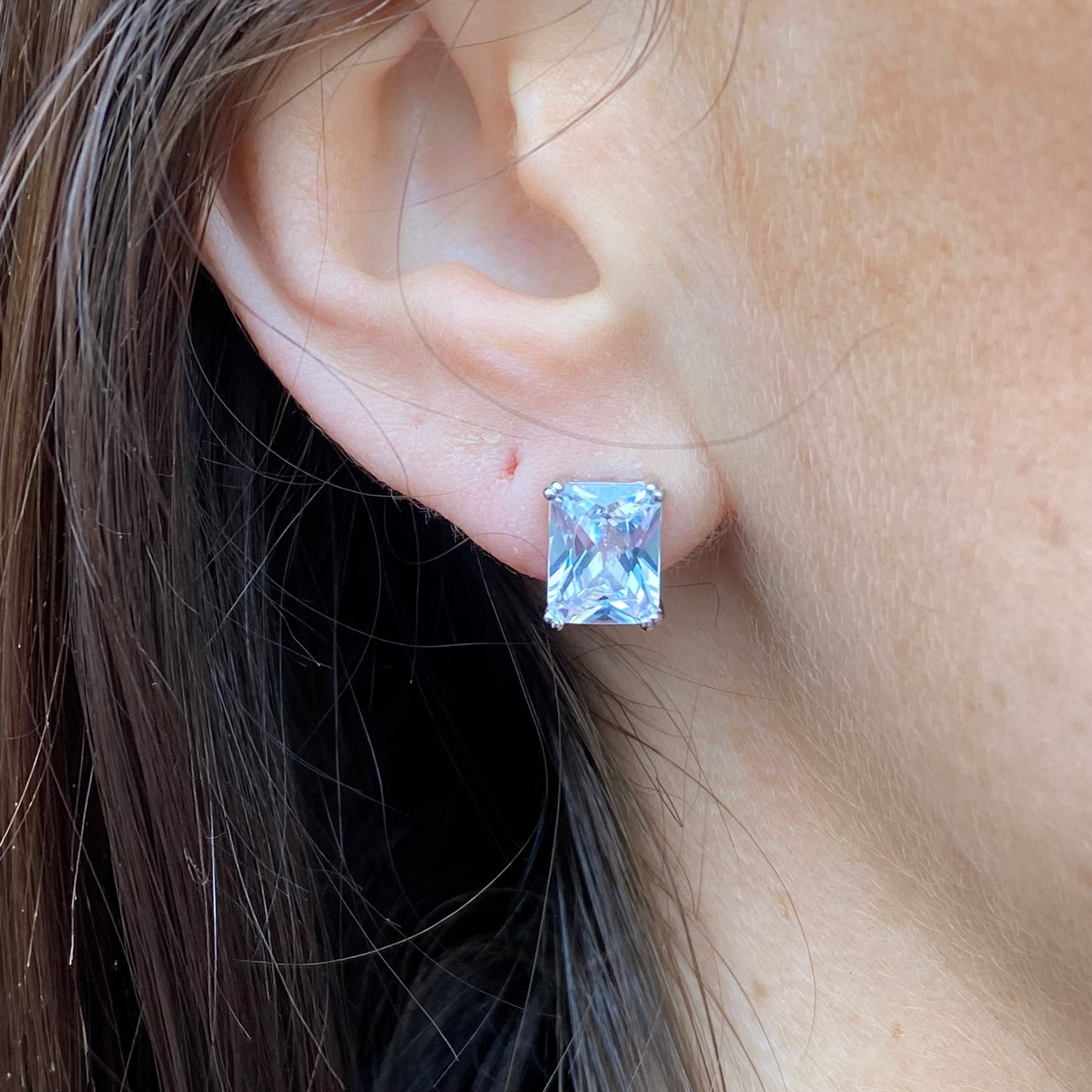 Silver Radiant CZ Stud Earrings