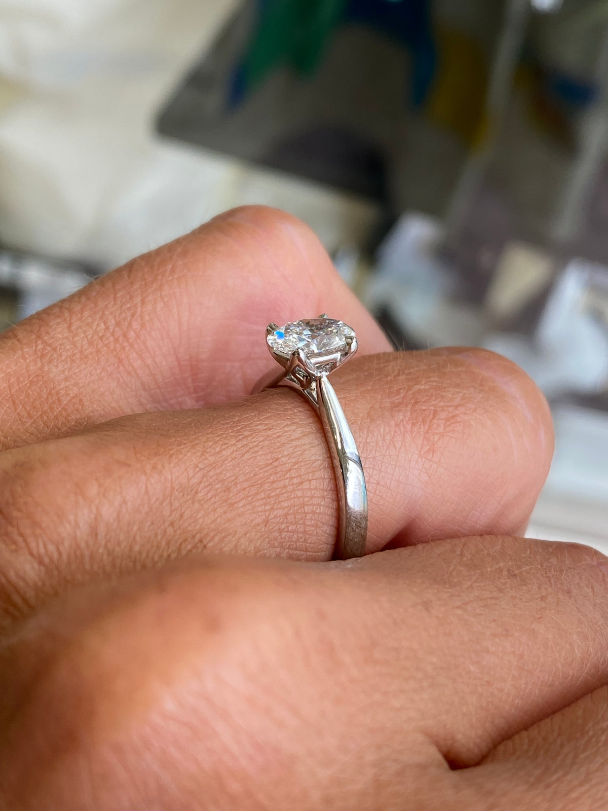 Platinum Oval Solitaire Engagement Ring | 1.01ct