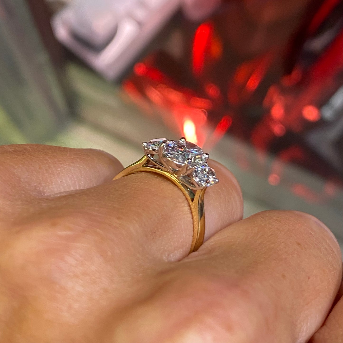 18ct Gold Oval Trilogy Engagement Ring | Lab Certificated 2.33ct