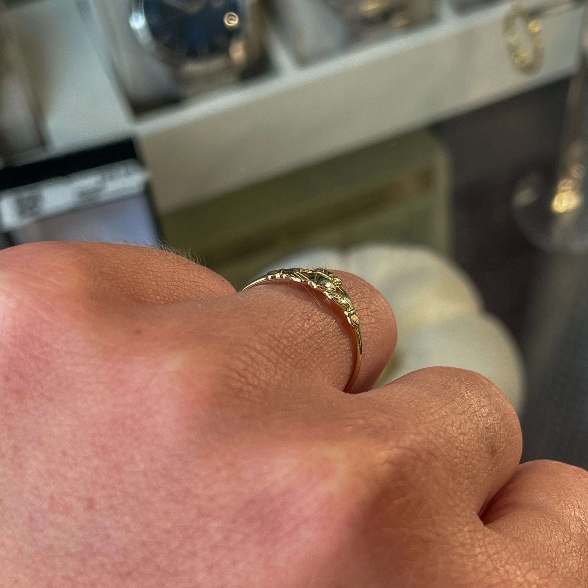 9ct Gold Super Dainty Claddagh Ring - John Ross Jewellers