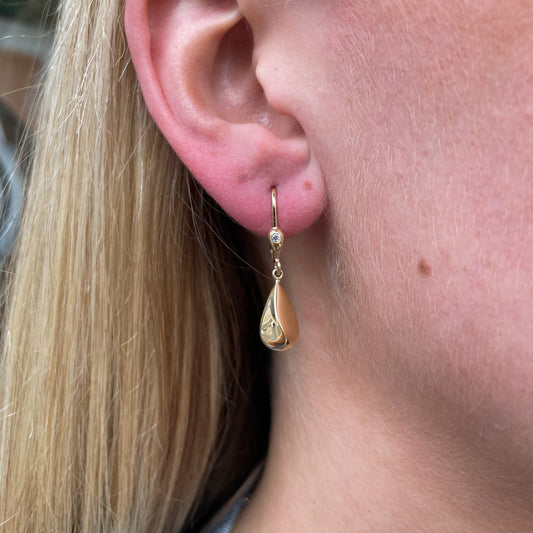 9ct Gold Bold Drop Earrings - German Wires - John Ross Jewellers