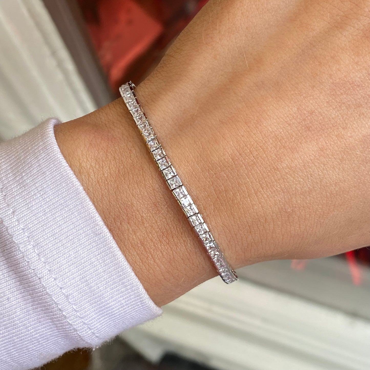 Silver 3.2mm Princess CZ Tennis Bracelet | 19cm - John Ross Jewellers