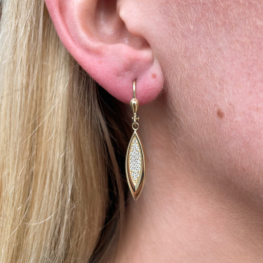 9ct Gold CZ Drop Earrings - German Wires - John Ross Jewellers