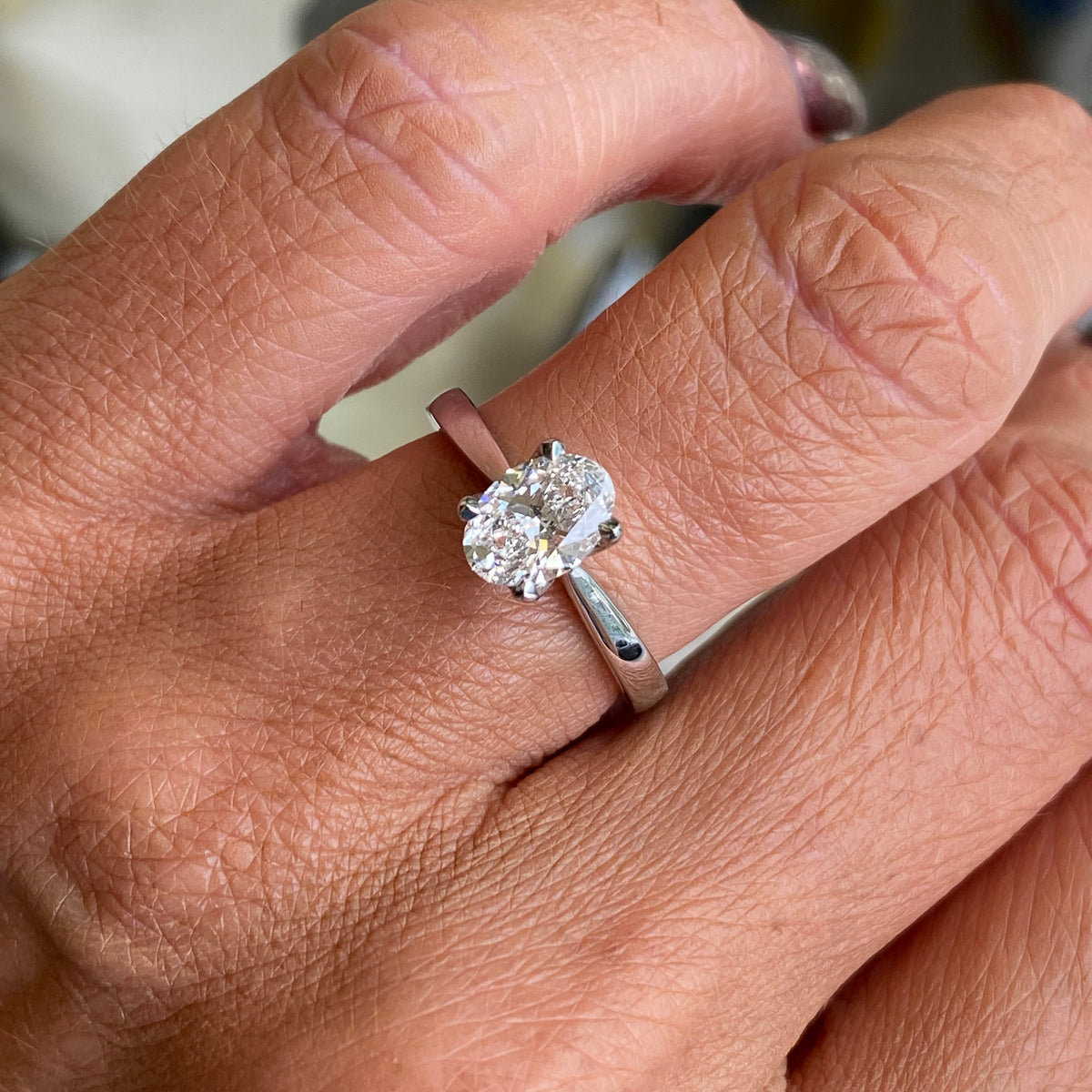 Platinum Oval Solitaire Engagement Ring | 1.01ct