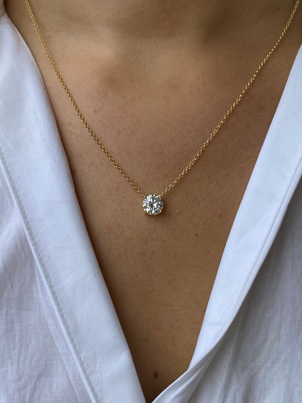 Sunshine 8mm CZ Claw Solitaire Necklace | 42 + 3 + 5cm