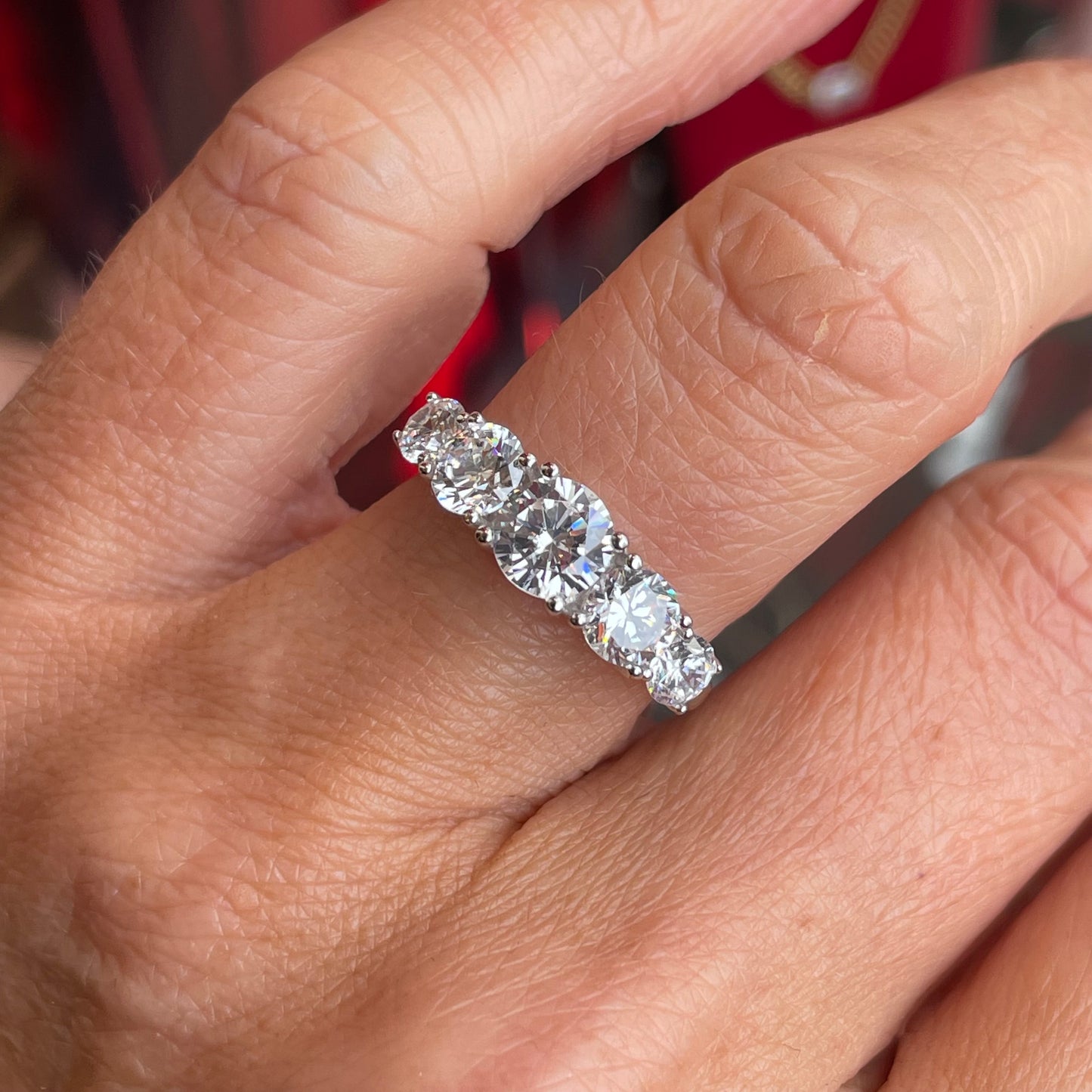 Silver Graduated Five Stone CZ Ring