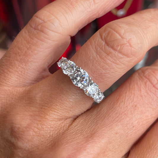 Silver Graduated Five Stone CZ Ring