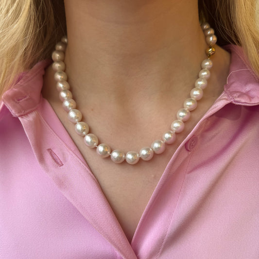 9ct Gold 10-12mm Freshwater Pearl Necklace | 18” - John Ross Jewellers