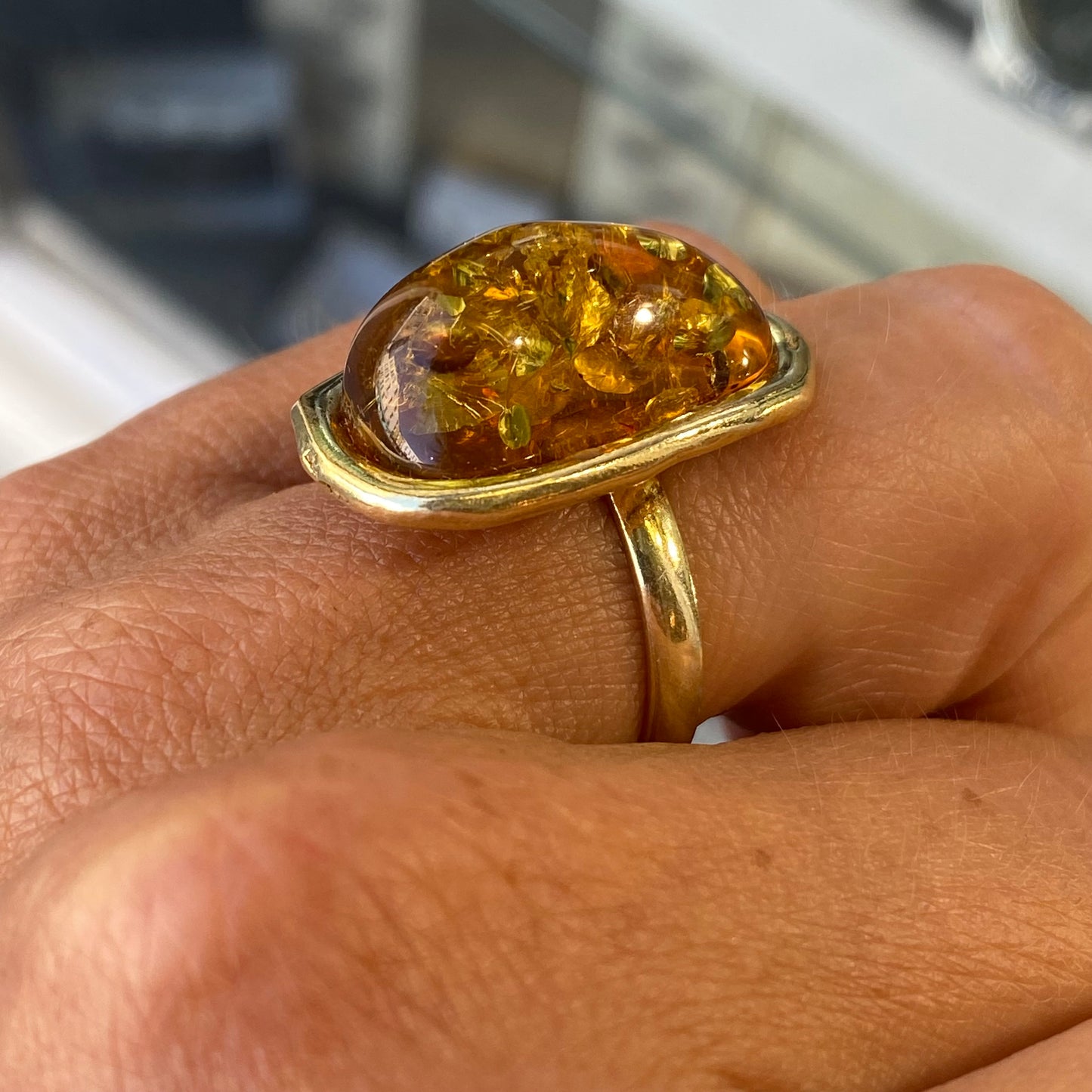 Amber Nugget Ring