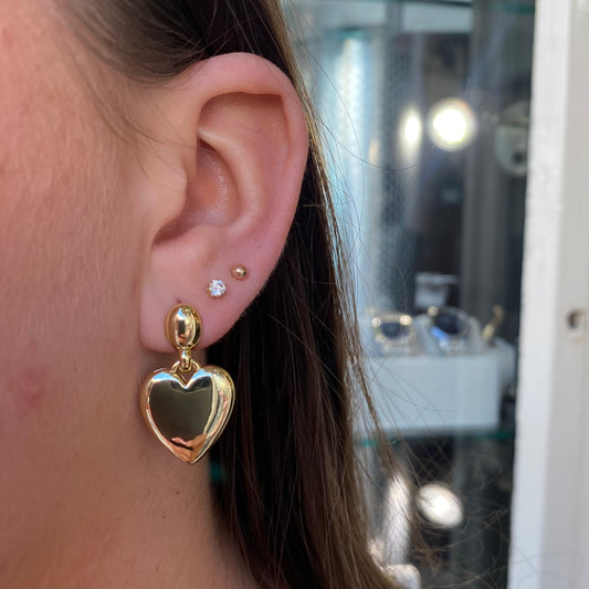 Sunshine Puffed Heart Drop Earrings - John Ross Jewellers