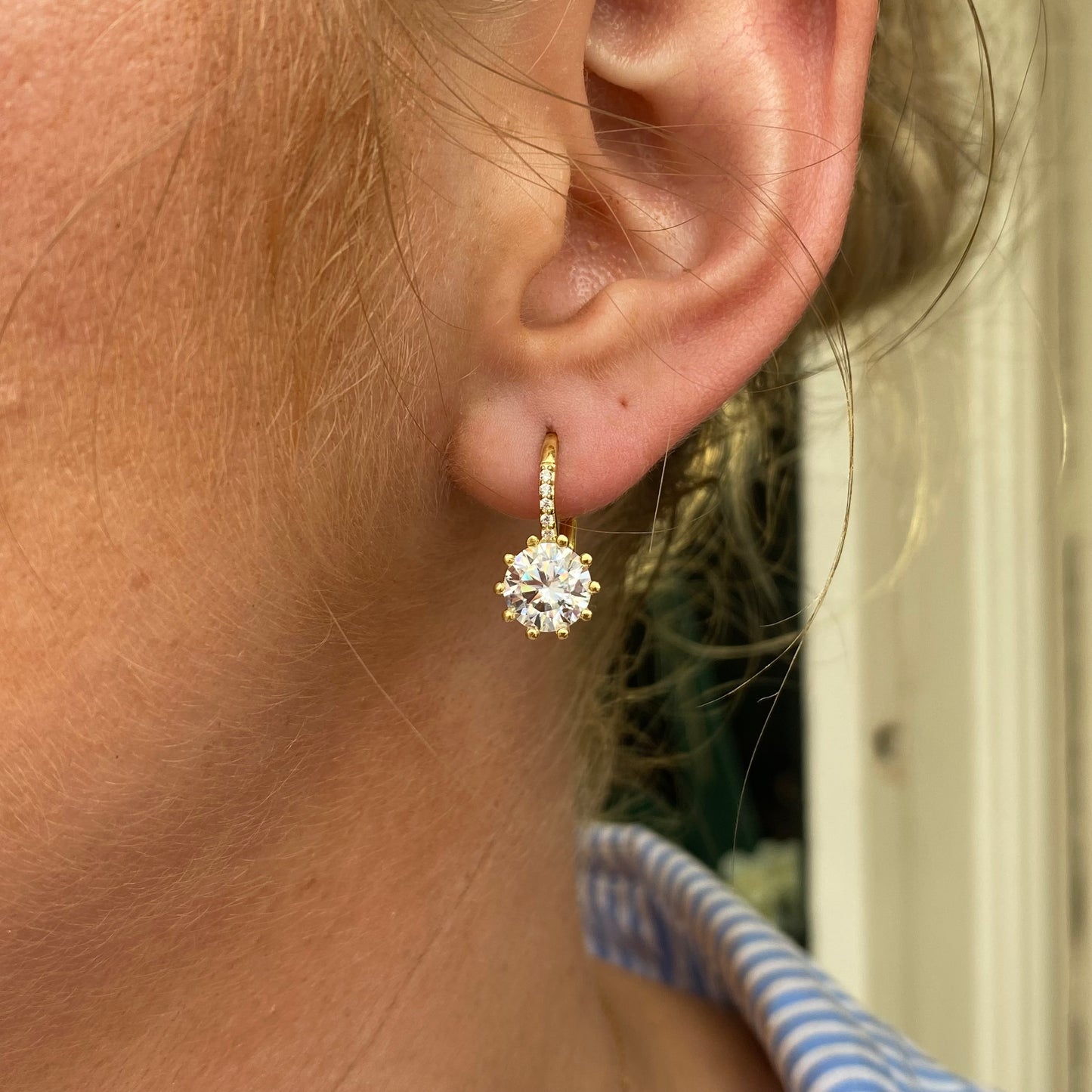 Sunshine Round CZ Hoop Earrings | German Wires