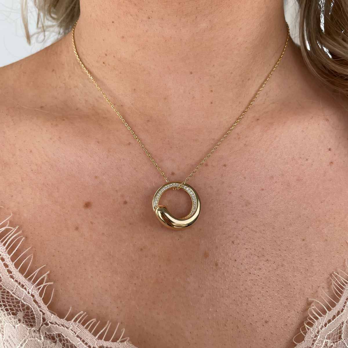 Sunshine CZ Open Circle Necklace
