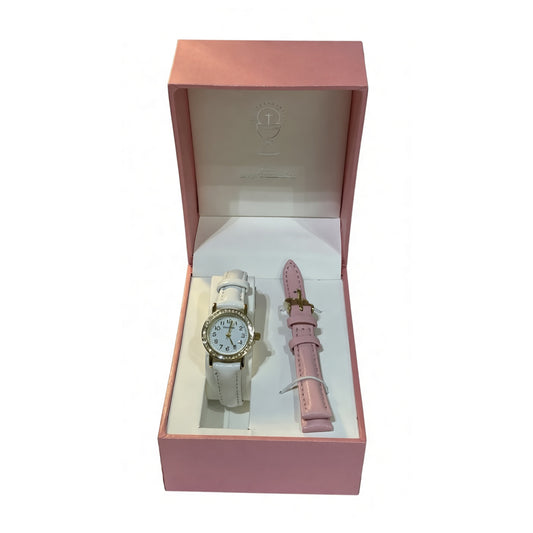 Holy Communion Watch with Sparkling Bezel and Strap Set | Gold Plated