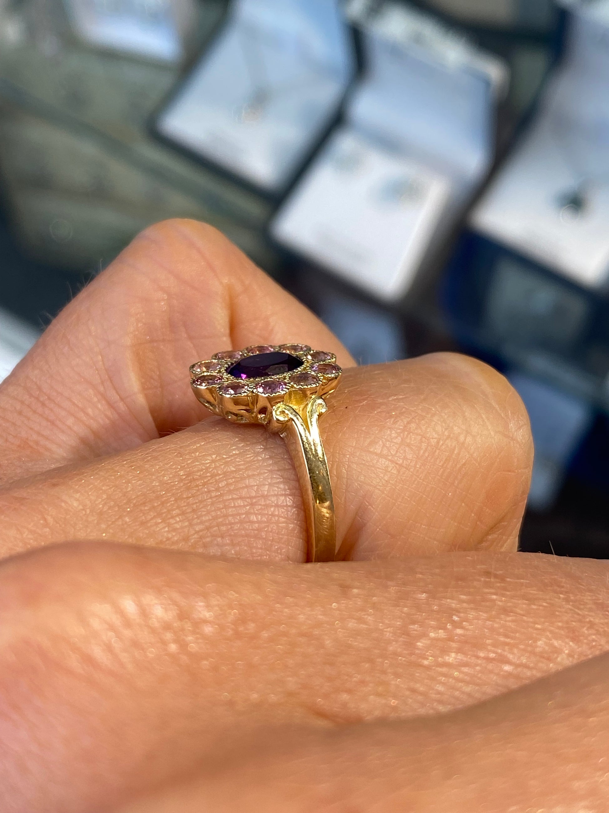 9ct Gold Amethyst & Pink Tourmaline Ring - John Ross Jewellers