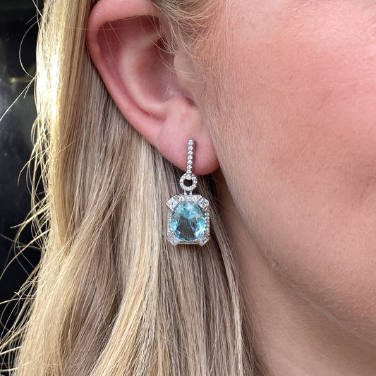 Silver Imogen Drop Earrings | Aqua Blue - John Ross Jewellers