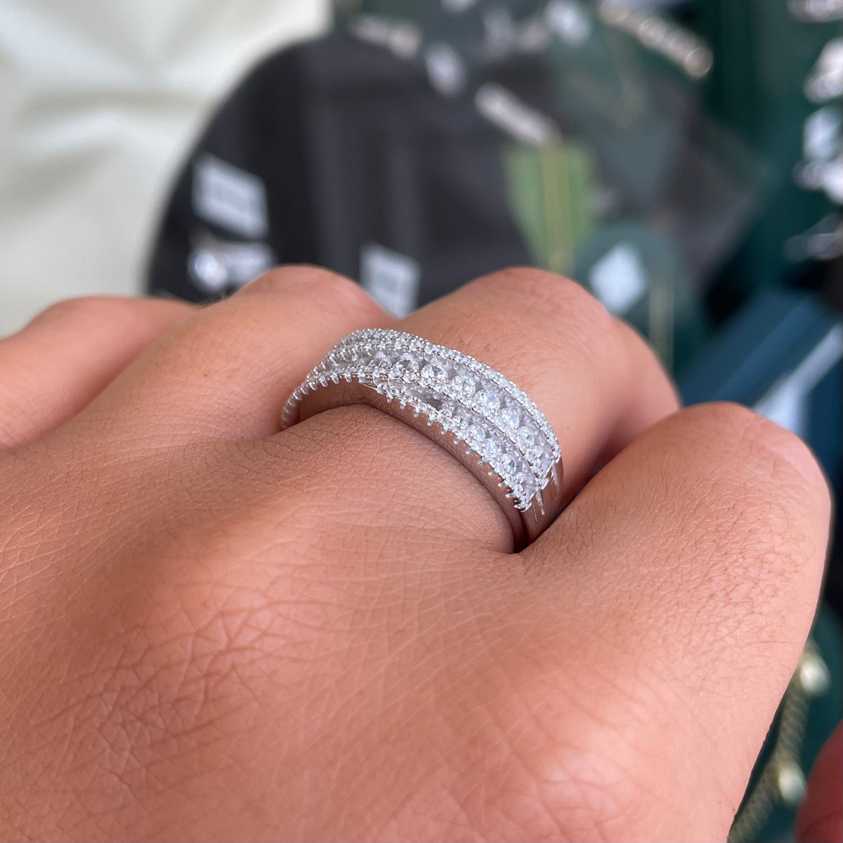 Silver CZ Crossover Ring