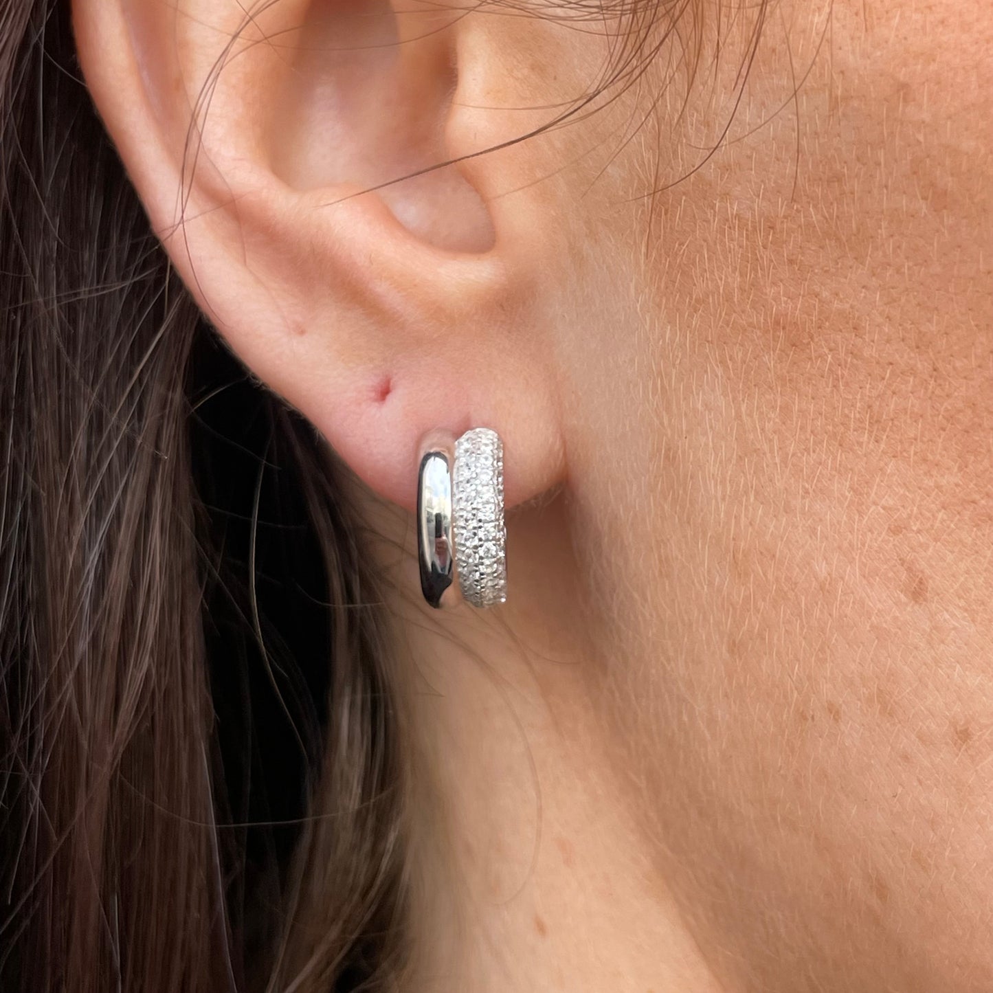 Silver CZ Hoop Earrings - John Ross Jewellers