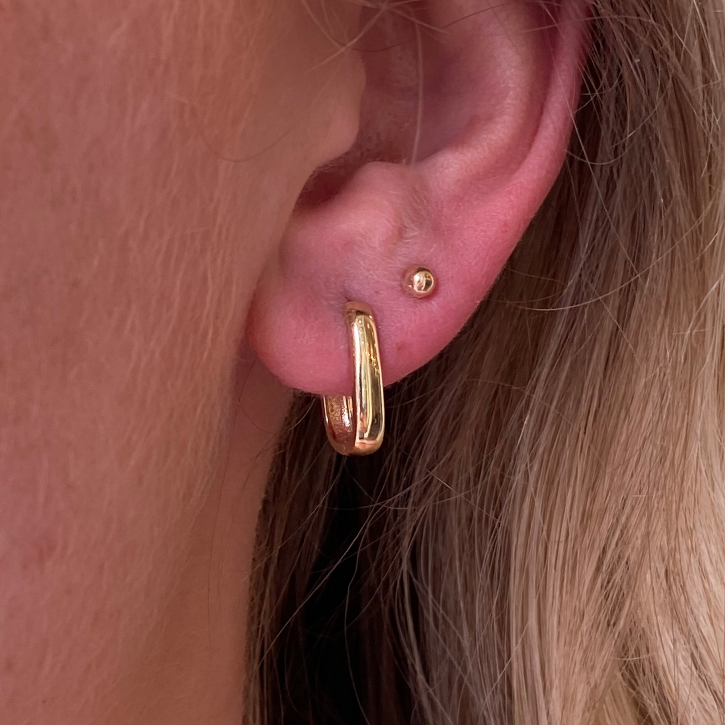 9ct Gold Rectangular Huggie Hoop Earrings