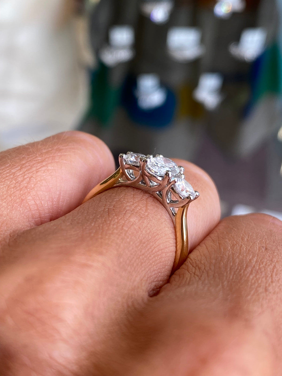 18ct Gold Trilogy Engagement Ring | Certificated Lab 1.28ct