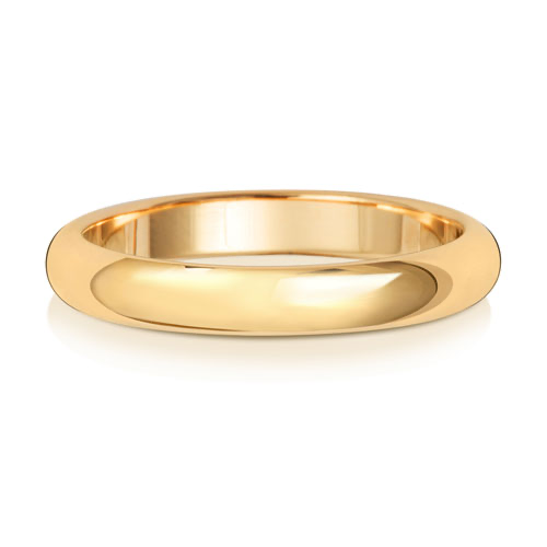 18ct Yellow Gold D-Shaped Wedding Ring | 3mm Medium - John Ross Jewellers