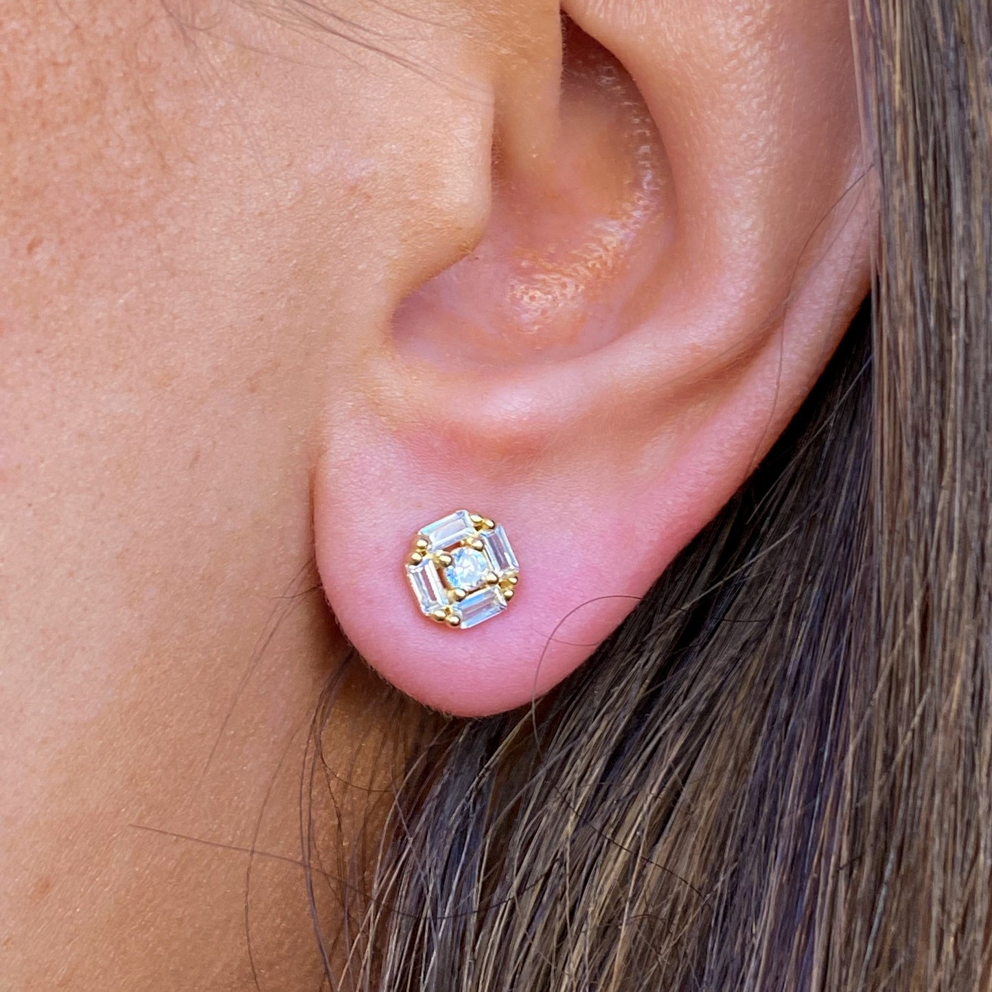 Sunshine Round Cluster CZ Stud Earrings - John Ross Jewellers