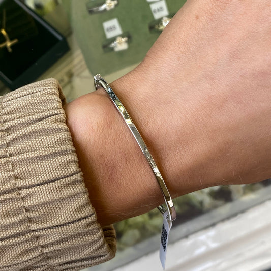9ct White Gold Plain Polished Bangle | 2mm