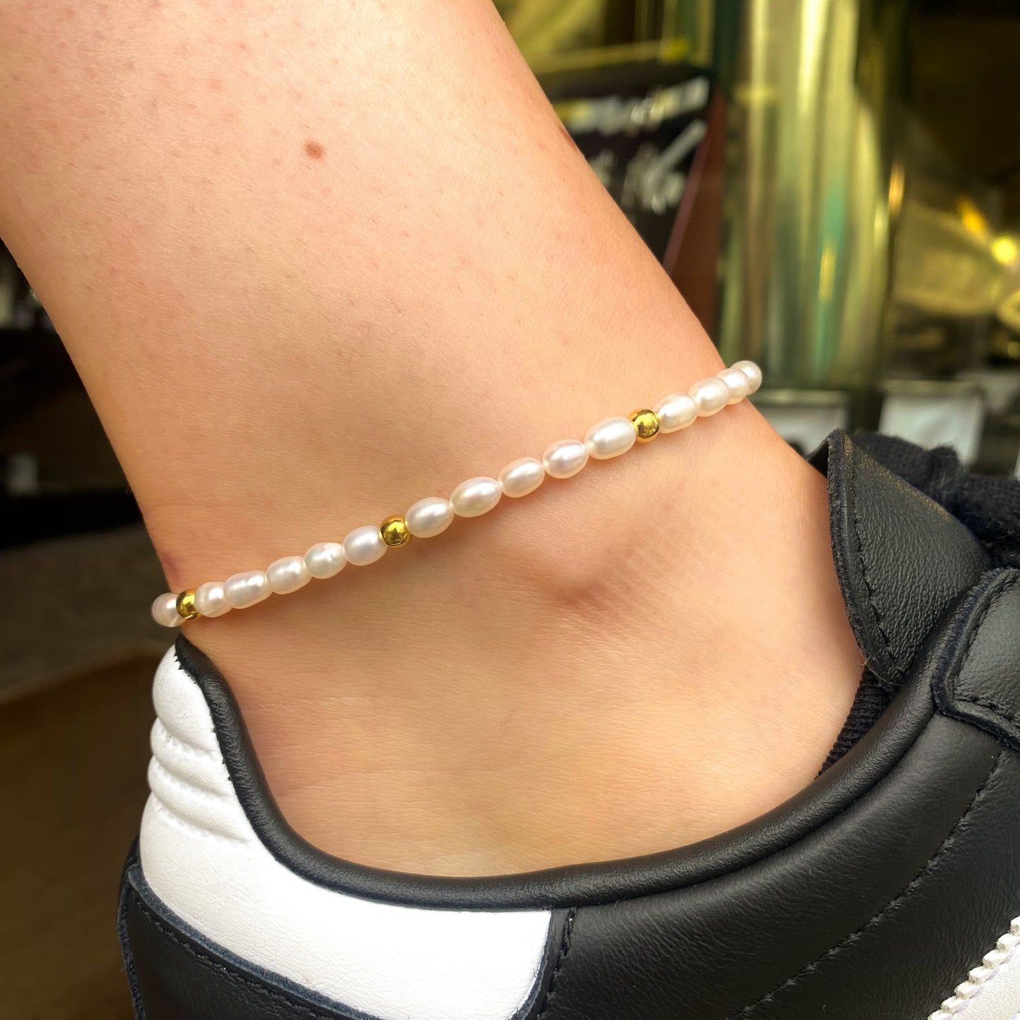 Sunshine Anklet - Freshwater Pearl & Bead - John Ross Jewellers