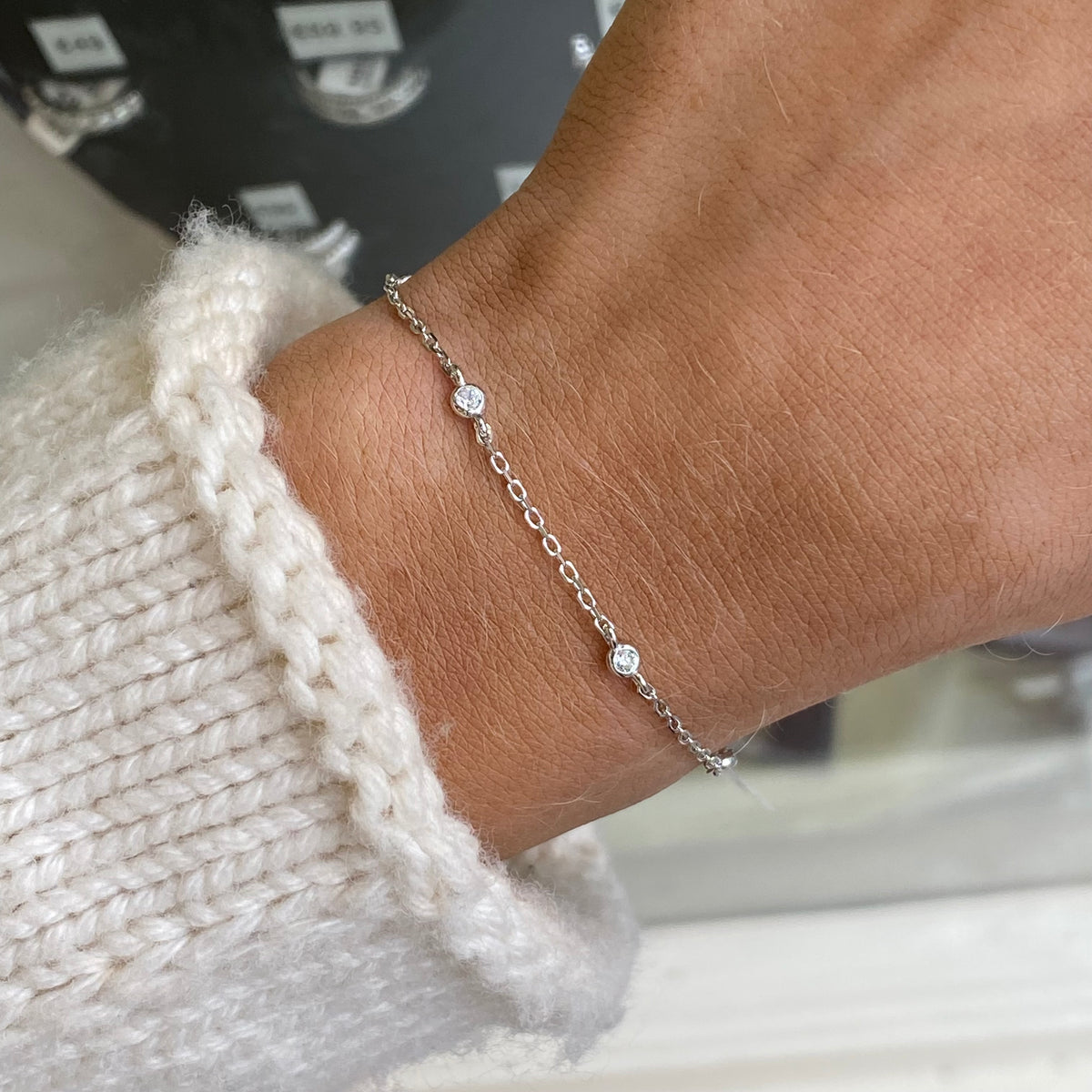 Silver CZ Station Bracelet | 16 + 3cm