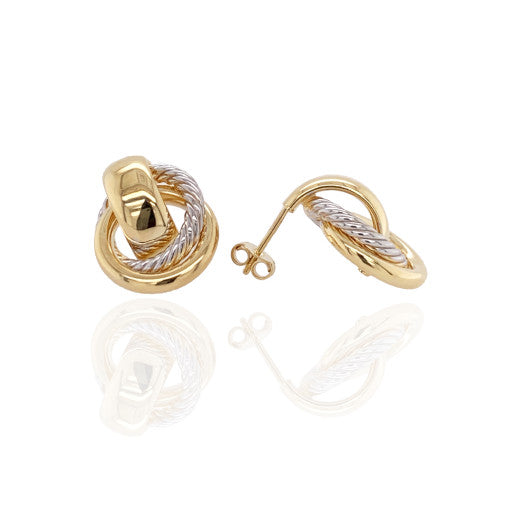 9ct Gold Two Tone Chunky Stud Earrings - John Ross Jewellers