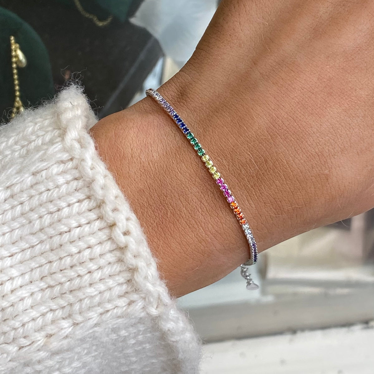 Silver CZ Tennis Bracelet | Multicolour