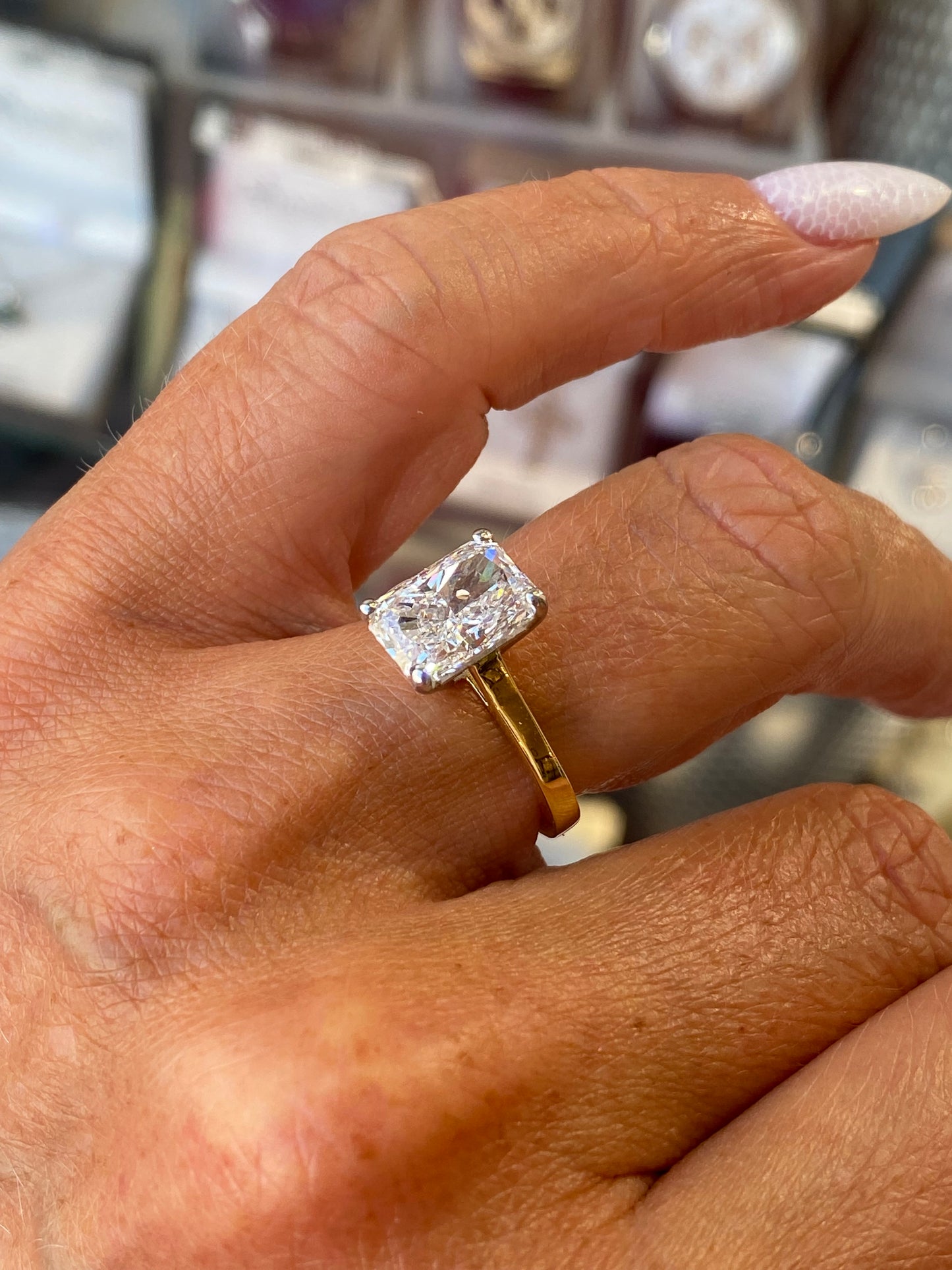 18ct Gold Solitaire Engagement Ring | Certificated Lab Radiant Cut 3.01ct - John Ross Jewellers