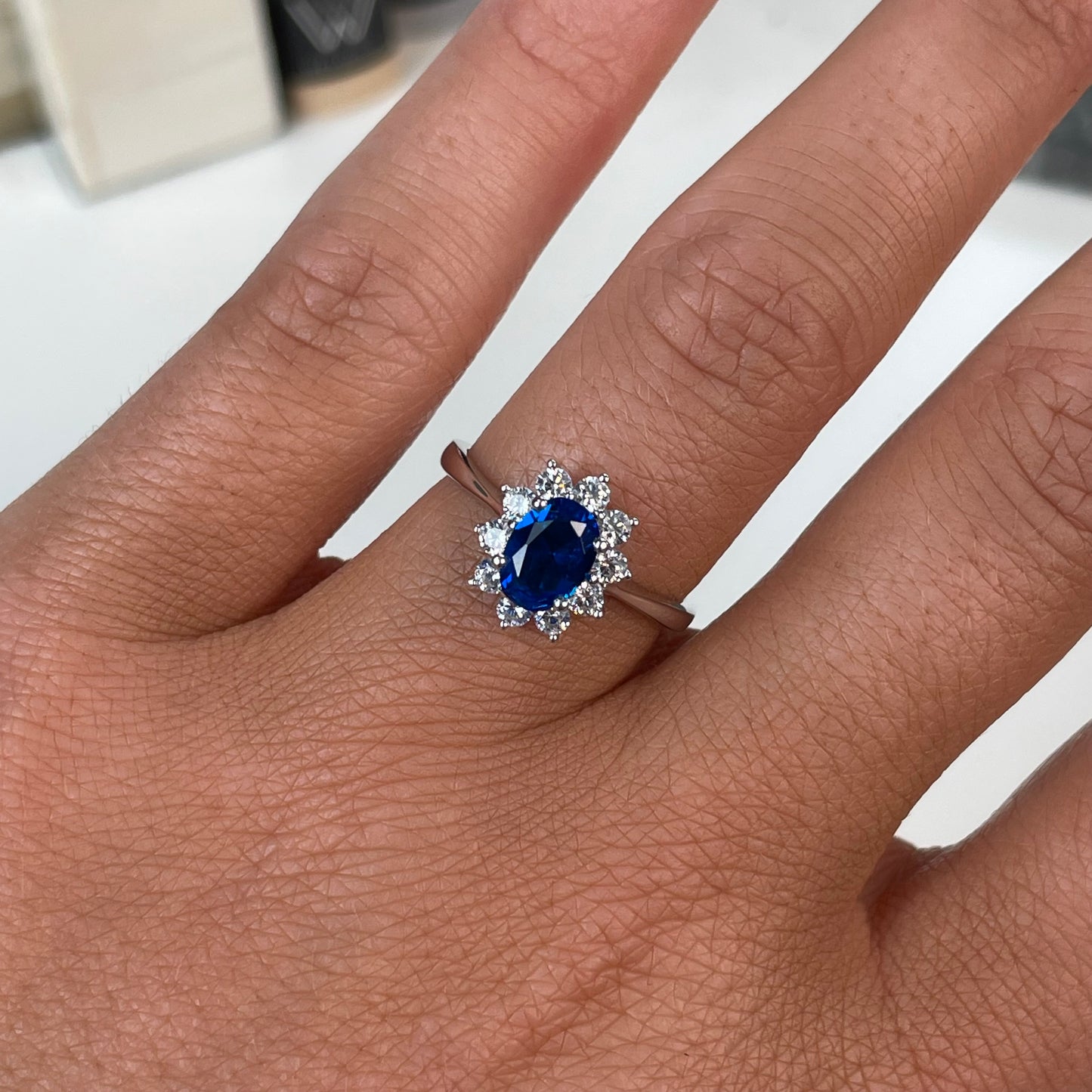 Silver Sapphire Blue CZ Diana Ring - John Ross Jewellers