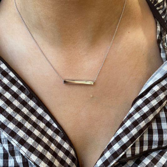 Silver 3D Horizontal Bar Necklace