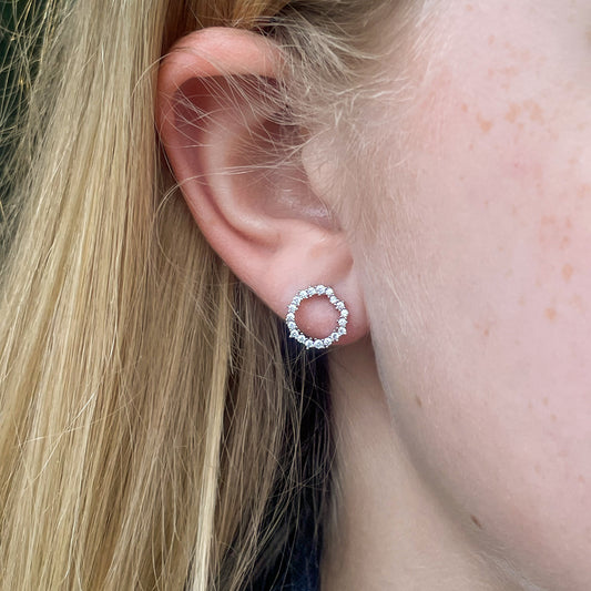 Silver CZ Circlet Stud Earrings