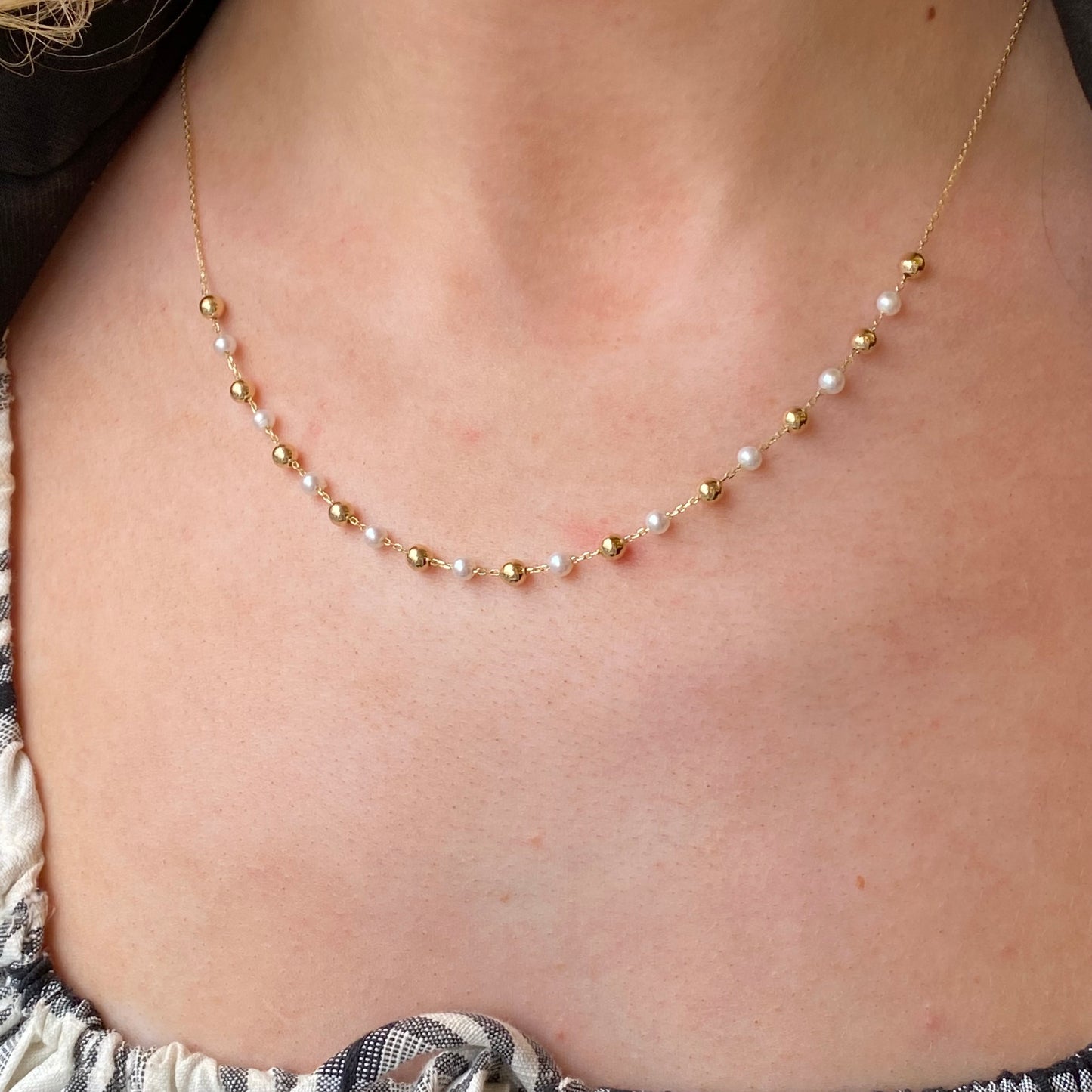 9ct Gold Freshwater Pearl & Bead Necklace - John Ross Jewellers