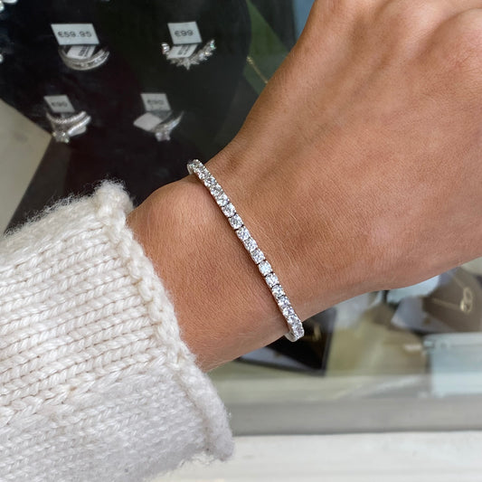 Silver CZ Tennis Bracelet | 3mm | 18cm