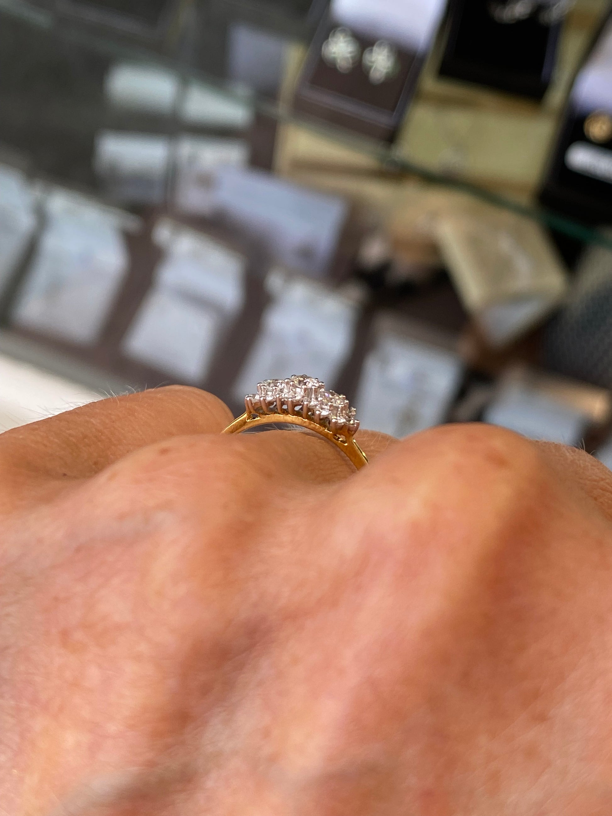 18ct Gold Boat Cluster Diamond Ring | 0.57ct - John Ross Jewellers