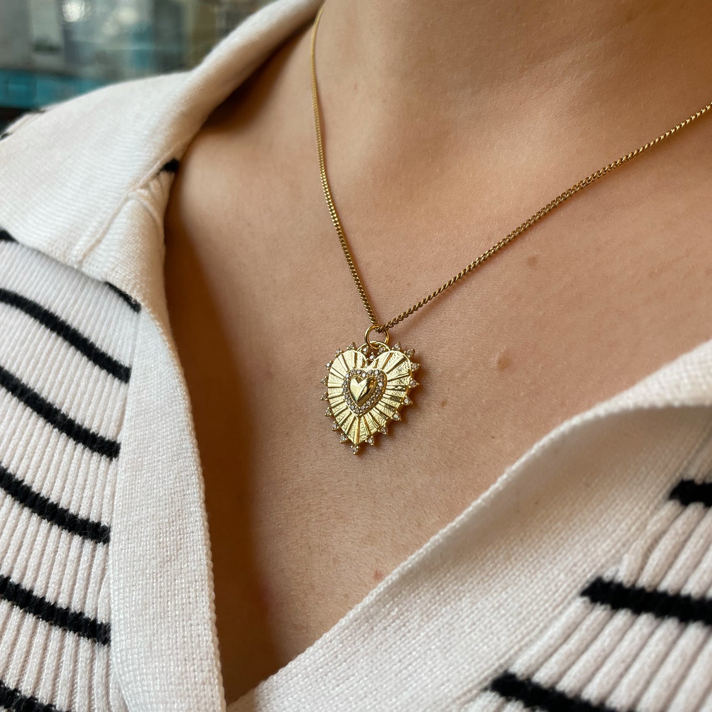 Sunshine CZ Heart Necklace | 22mm - John Ross Jewellers