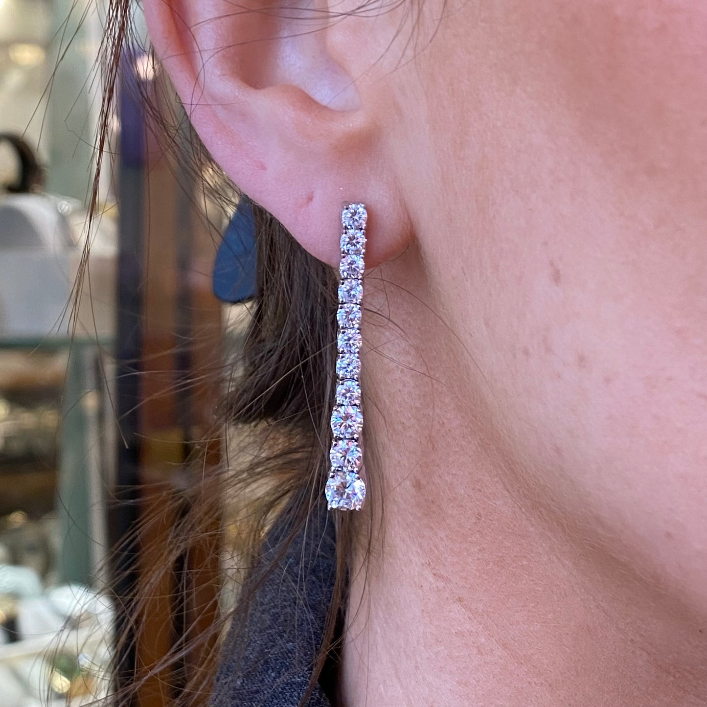Silver Graduated CZ Drop Earrings - John Ross Jewellers